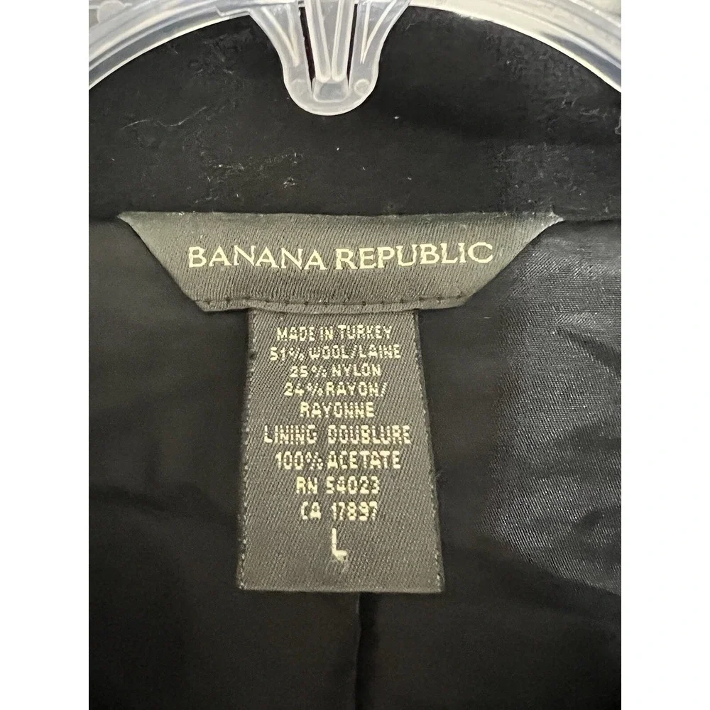 Banana Republic Black Wool Peacoat Coat Mens  Large